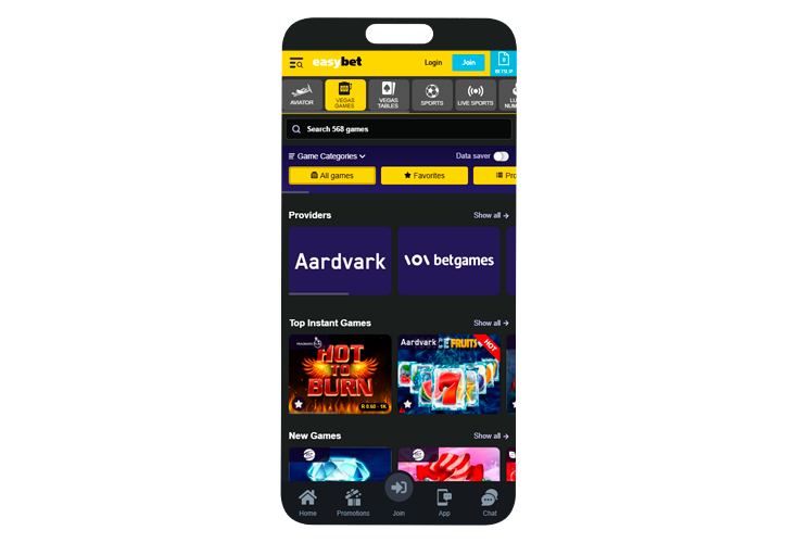 Enjoy easybet in the app