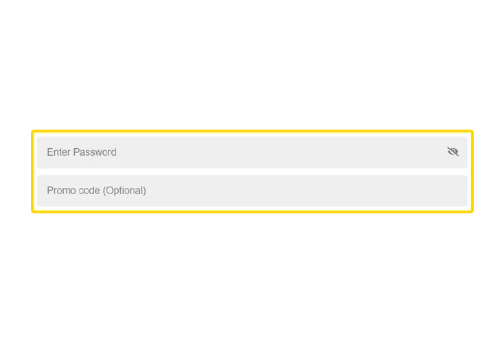 Create a strong password and enter a promo code
