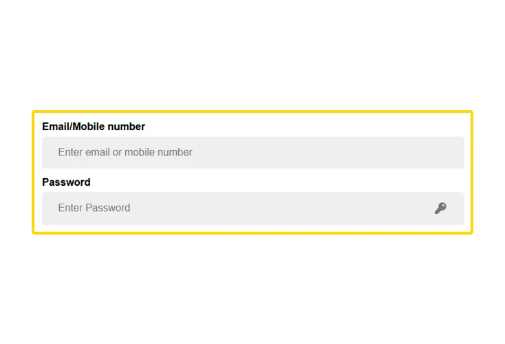 Entering login data